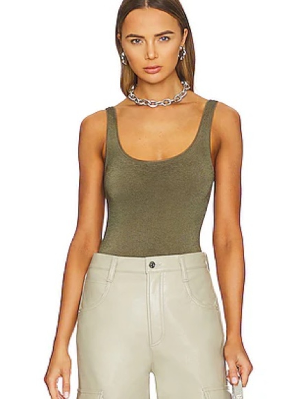 Wolford Dark Army Jamaika String Body Scoop-Back Bodysuit XS
